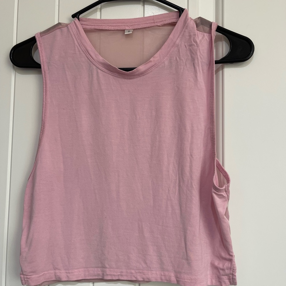 Pink Sleeveless Crop Muscle Tee